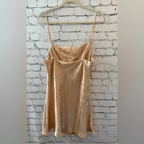 Elegant Gold Satin Slip Dress - Picture 2 of 3